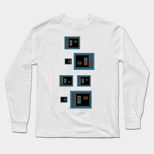 Blue Black And Gold Geometric Abstract Long Sleeve T-Shirt